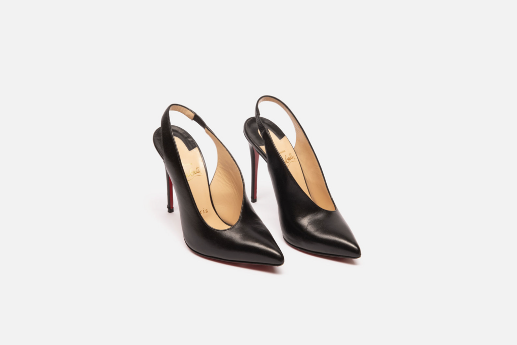 Christian Louboutin Black Leather Slingback Heels