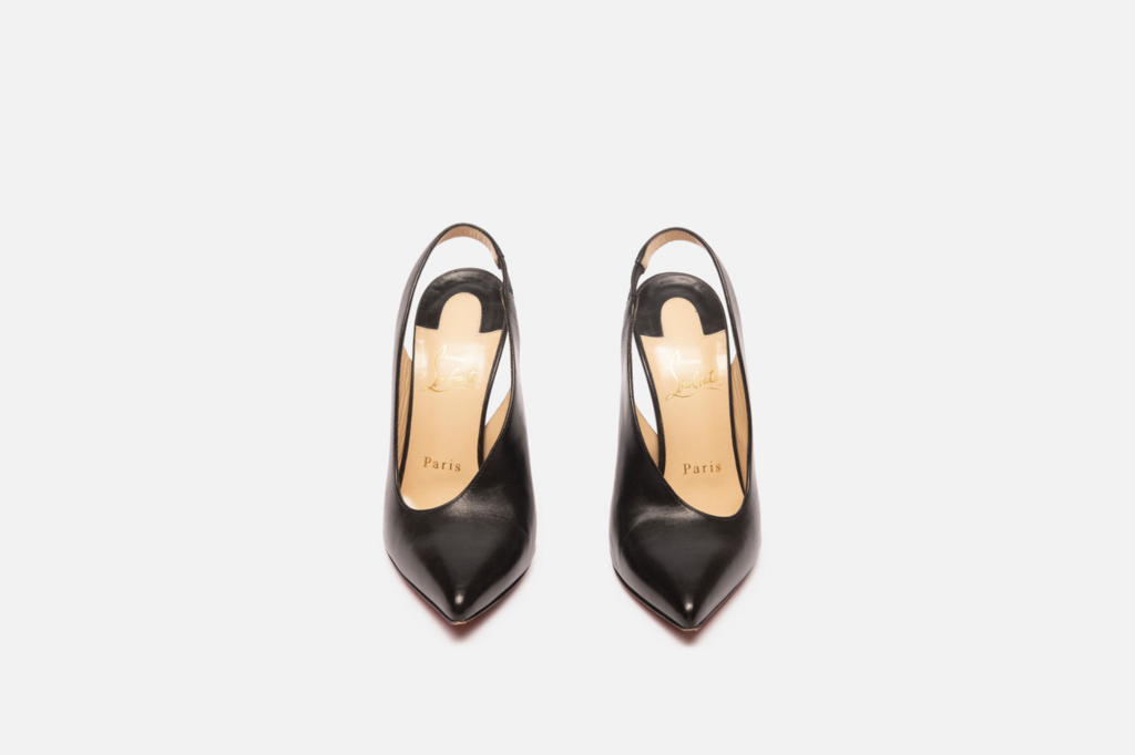 Christian Louboutin Black Leather Slingback Heels