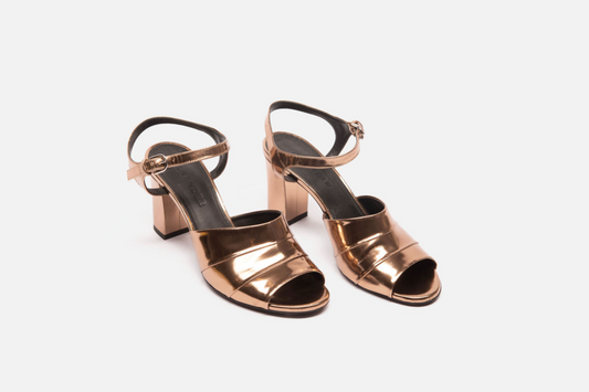 Jill Sander Bronze Leather Heeled Sandal