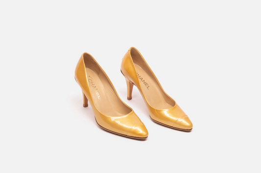 Chanel Yellow Patent Pumps