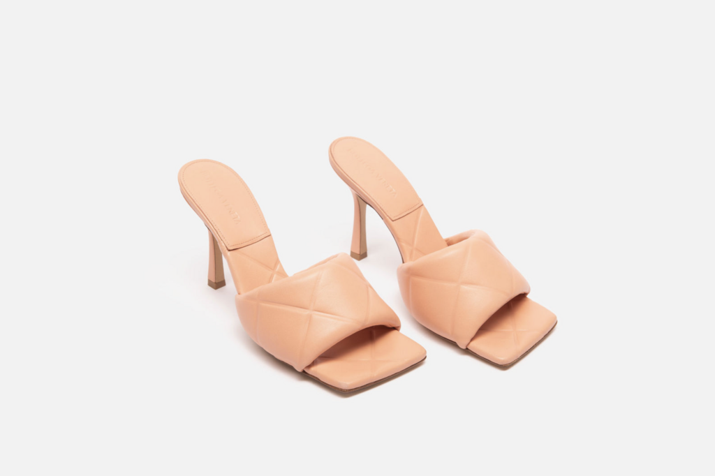 Bottega Veneta Pink Leather Padded Heeled Mules