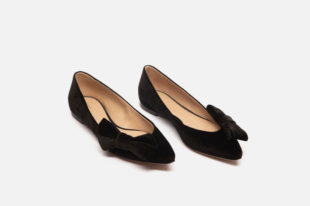 Chloe Black Suede Pointy Toe Flats