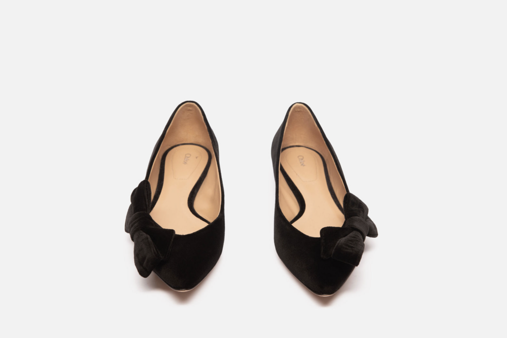 Chloe Black Suede Pointy Toe Flats