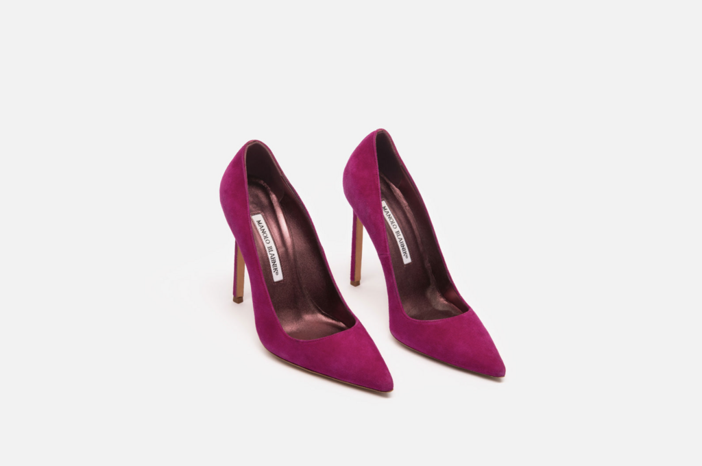 Manolo Blahnik Magenta Suede Pointed Toe Pumps