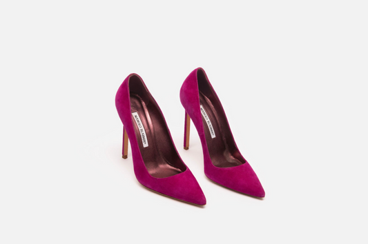 Manolo Blahnik Magenta Suede Pointed Toe Pumps