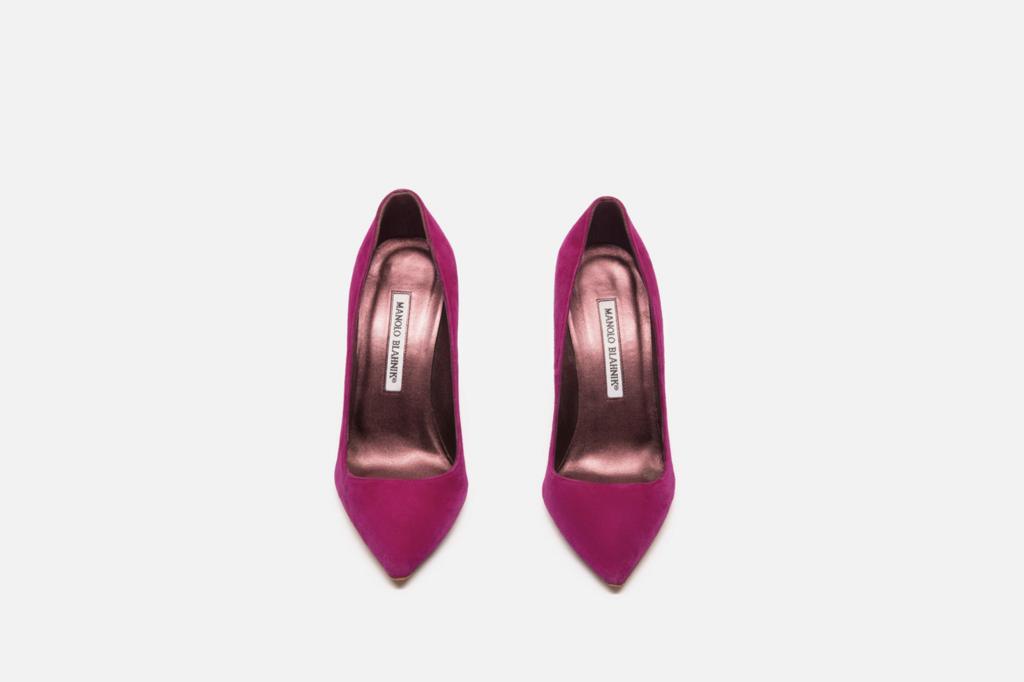 Manolo Blahnik Magenta Suede Pointed Toe Pumps