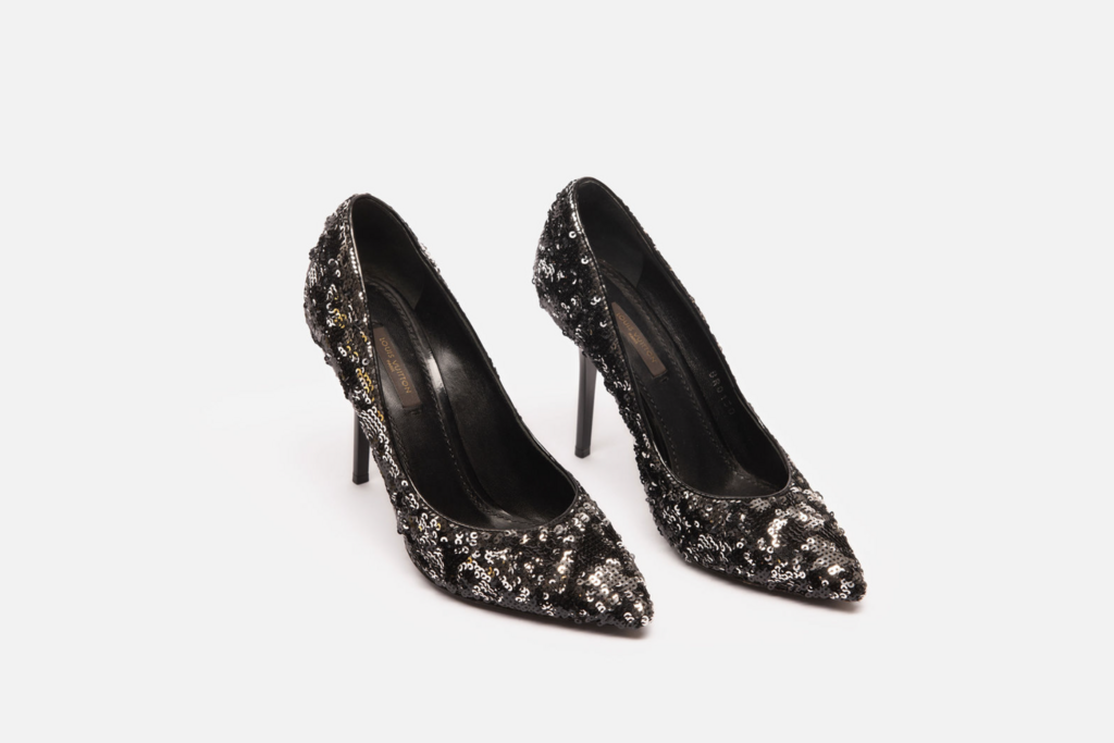 Louis Vuitton Black/Silver Sequin Pumps