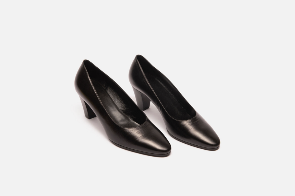 The Row Black Leather Almond Toe Pump