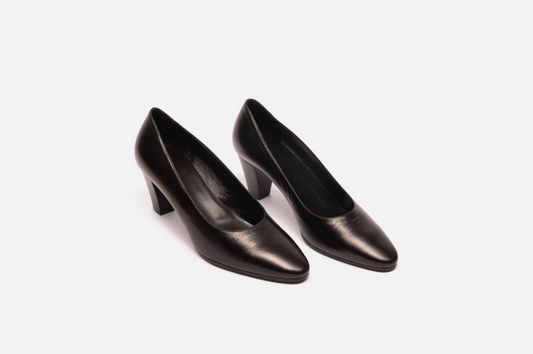 The Row Black Leather Almond Toe Pump