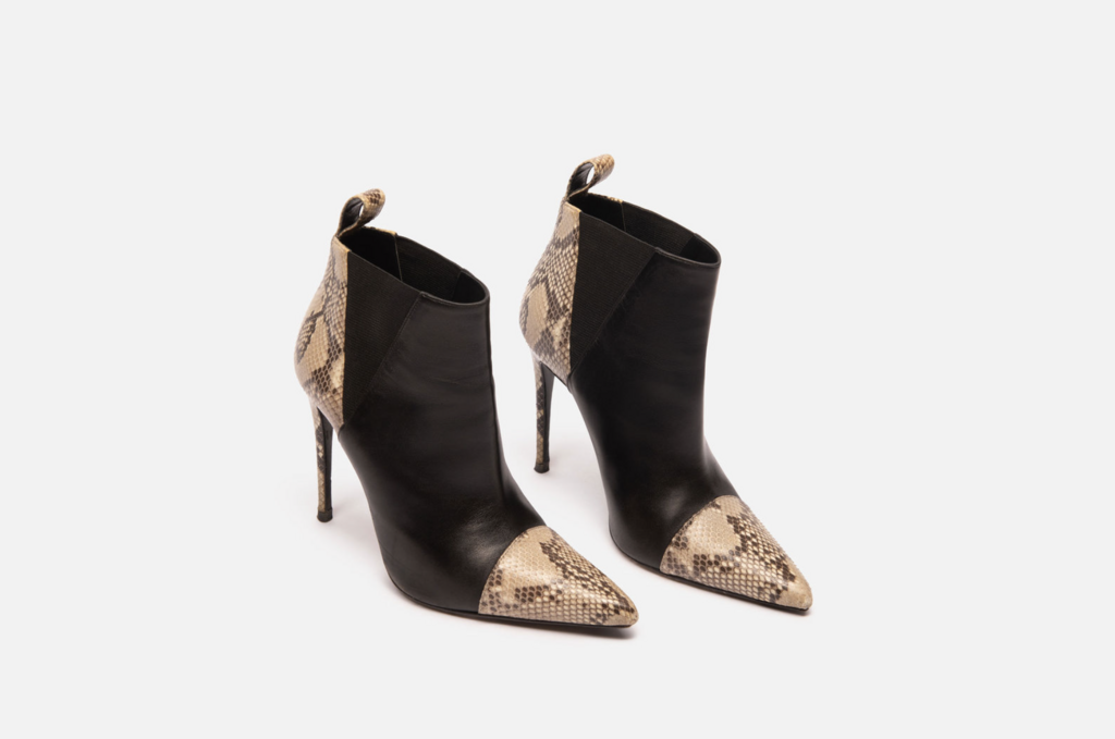 Gucci Black Leather & Snakeskin Booties