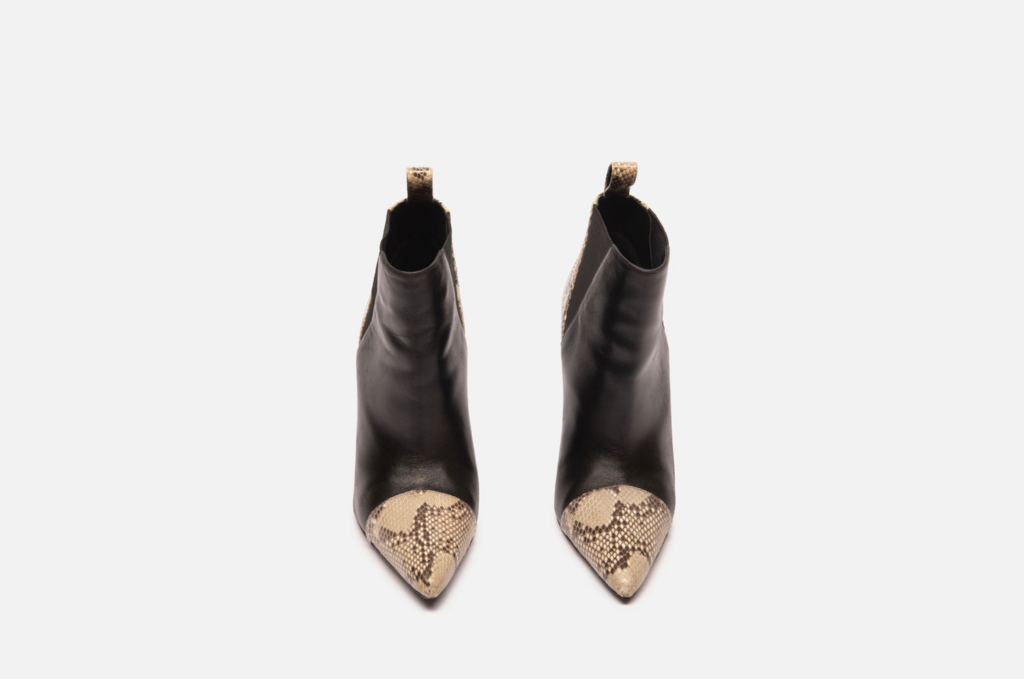 Gucci Black Leather & Snakeskin Booties