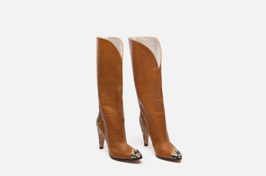 Givenchy Brown Leather & Snakeskin Heel Boots