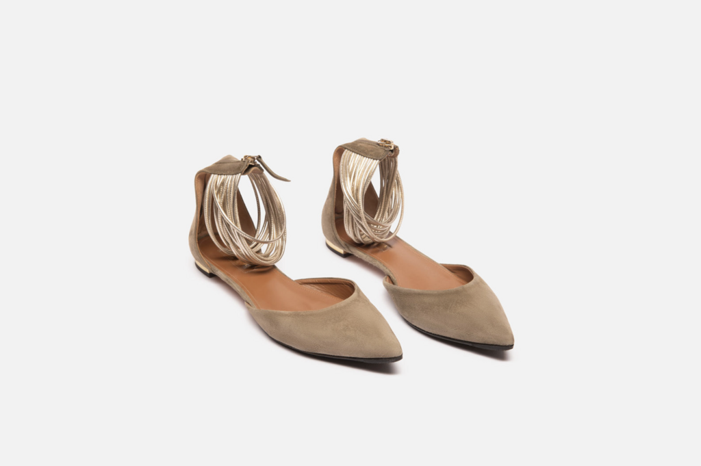 Aquazzura Taupe Suede Flats