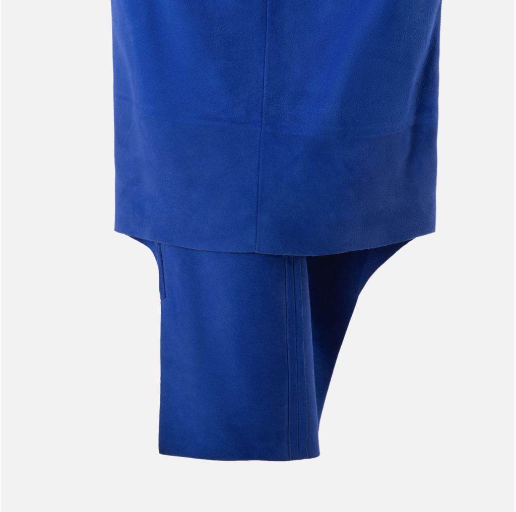 Givenchy 2024 Royal Blue Suede Leather Strapless Dress (5200)
