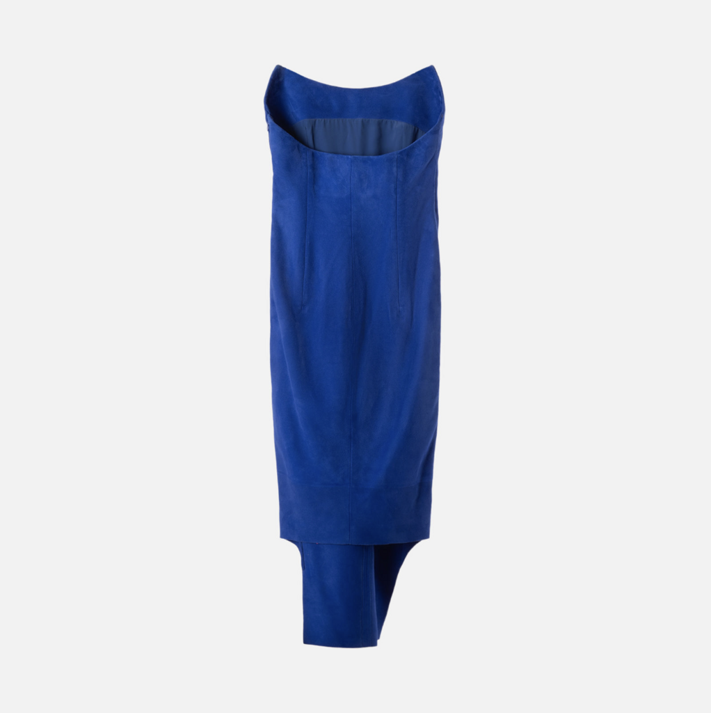 Givenchy 2024 Royal Blue Suede Leather Strapless Dress (5200)
