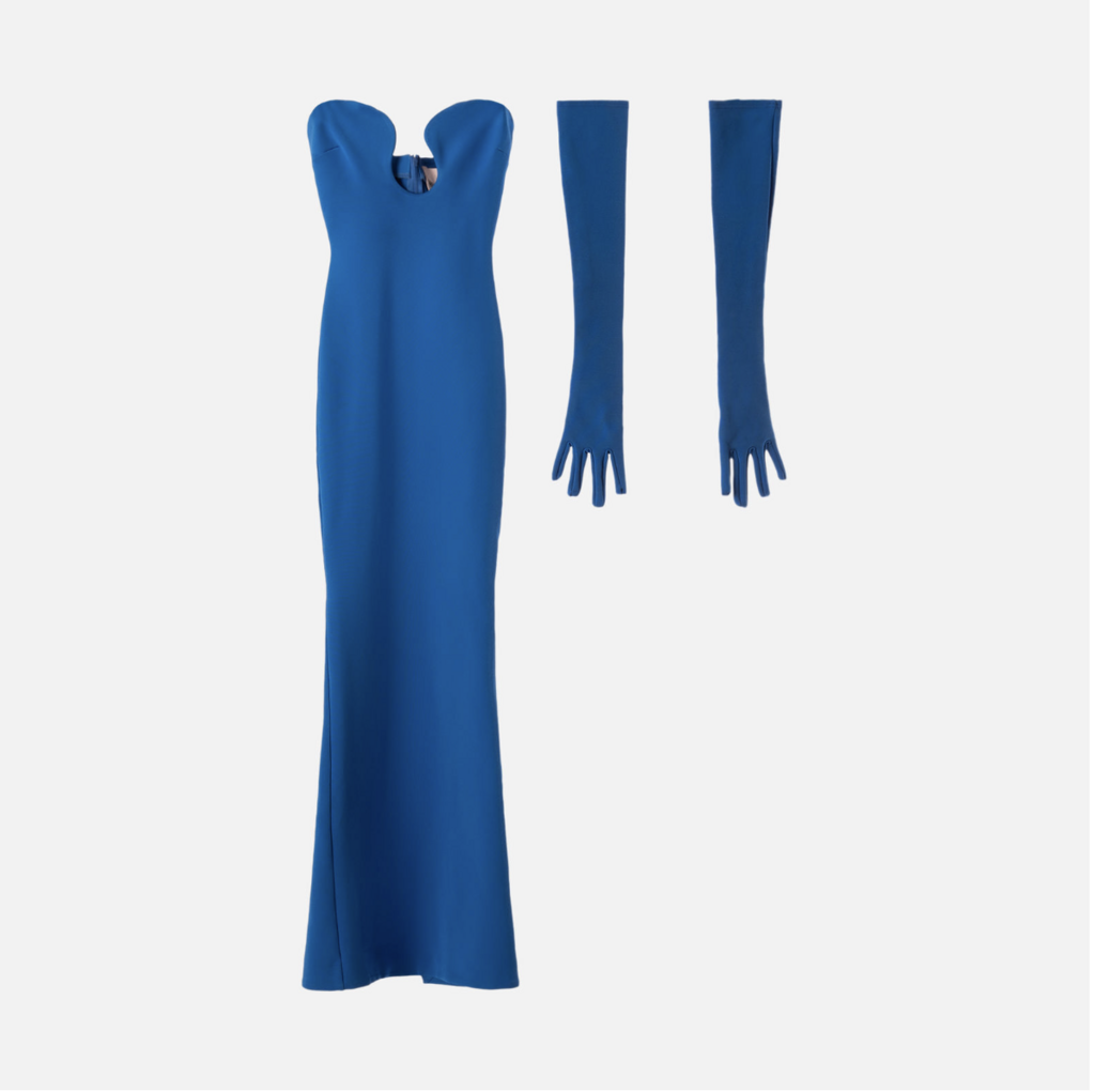 Miscreants Blue Viscose Blend Maxi Dress w/ Gloves (NWT), 6