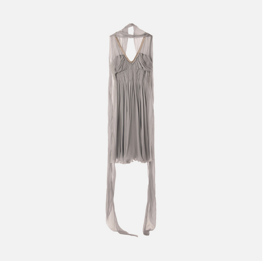 J. Mendel Grey Silk Flowy Scarf Dress