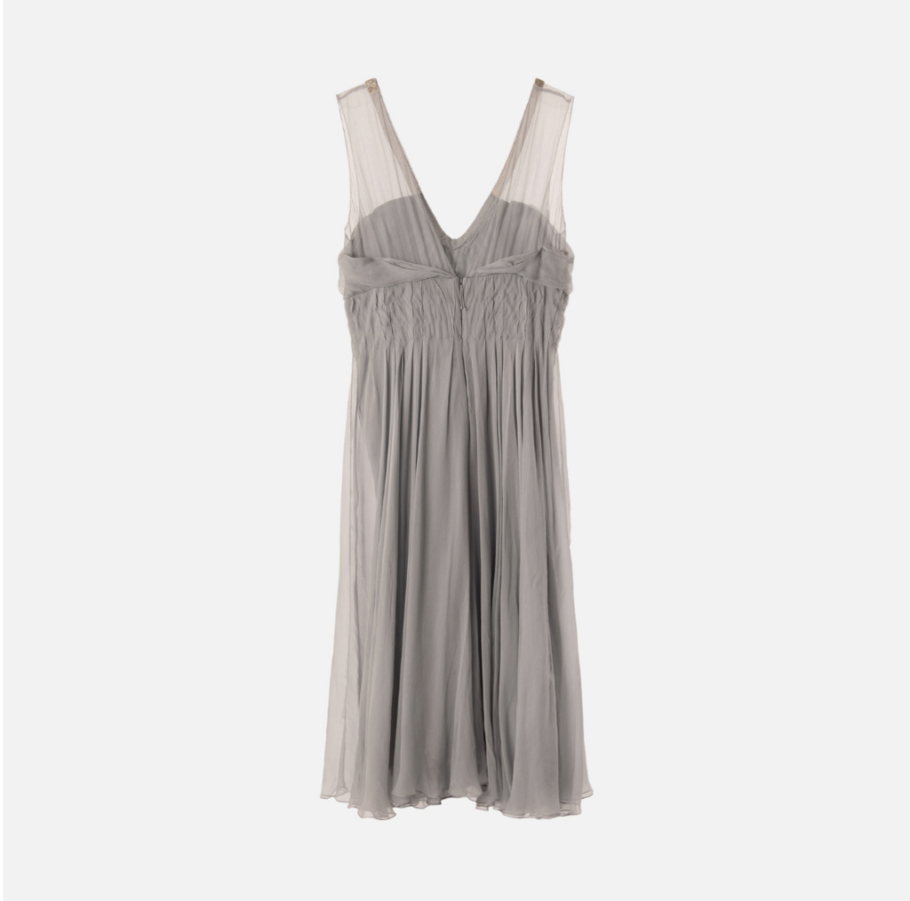 J. Mendel Grey Silk Flowy Scarf Dress