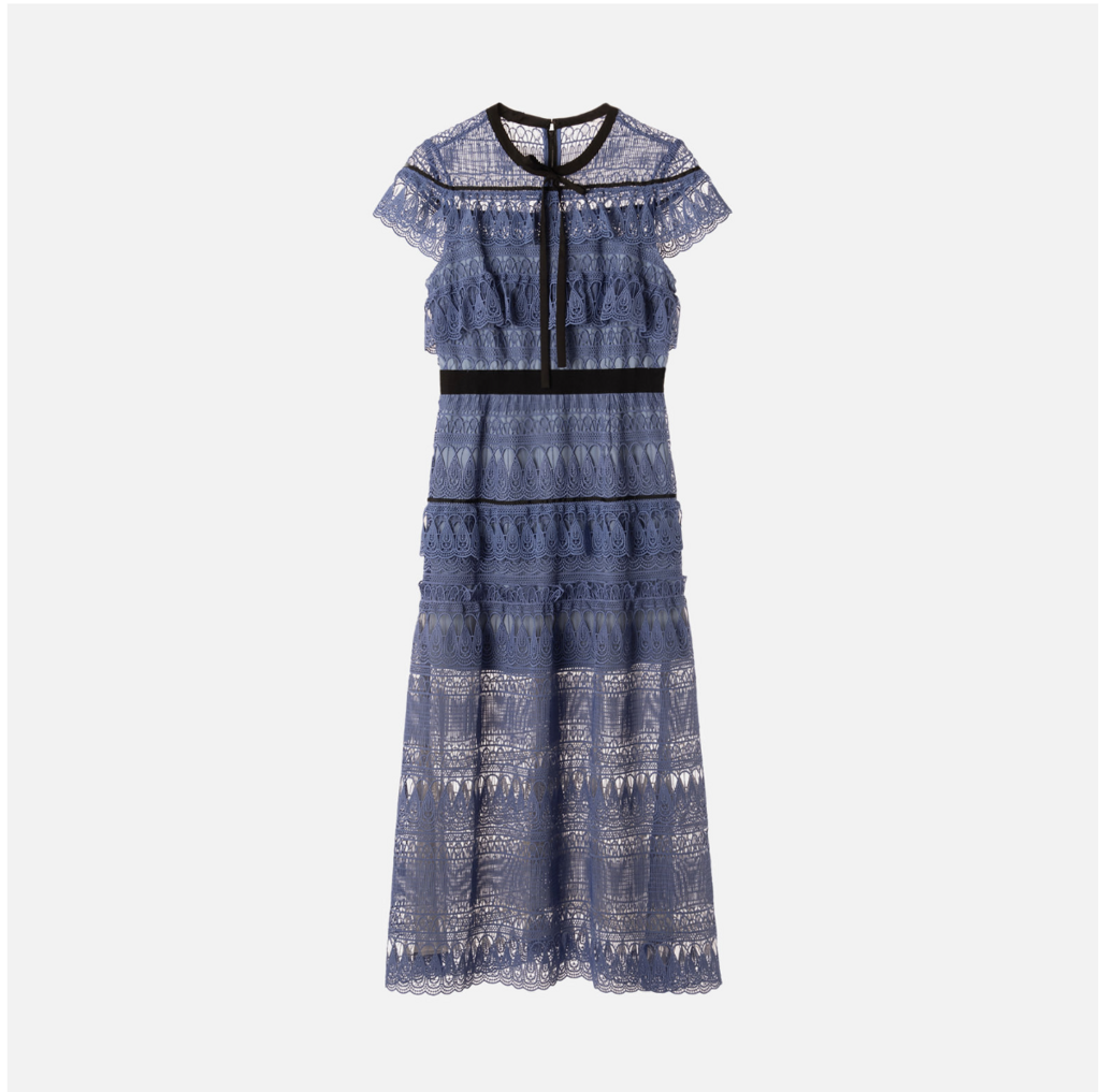 Self-portrait Blue With Black Trim Teared Dress