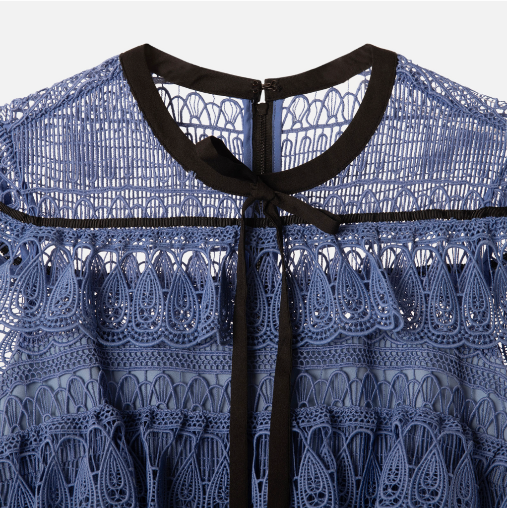 Self-portrait Blue With Black Trim Teared Dress