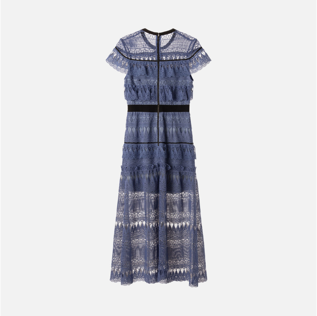 Self-portrait Blue With Black Trim Teared Dress