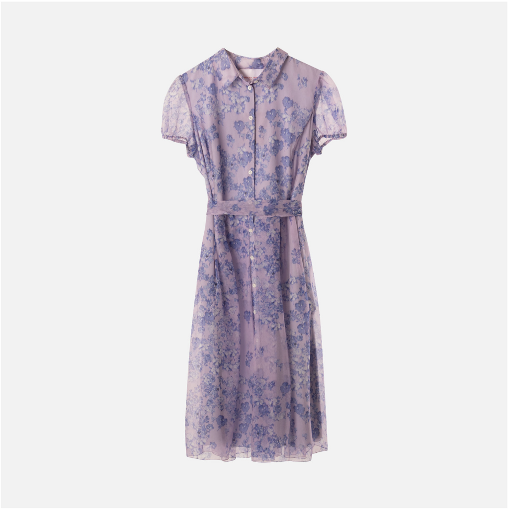 Carolina Herrera Purple Silk Belted Midi Dress (NWT $2990)