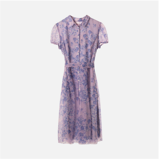 Carolina Herrera Purple Silk Belted Midi Dress (NWT $2990)