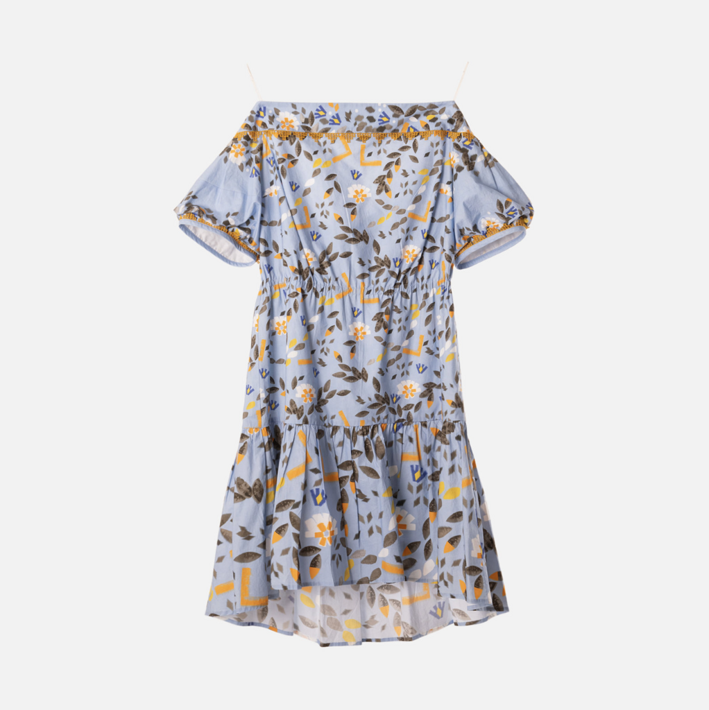 Peter Pilotto Blue Floral Off the Shoulder Dress