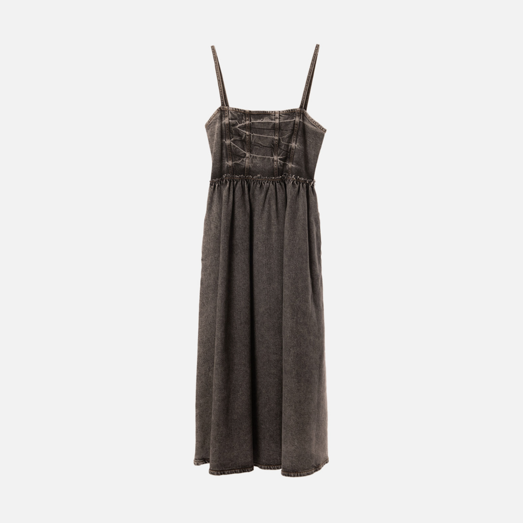 Ganni Black Denim Midi Dress