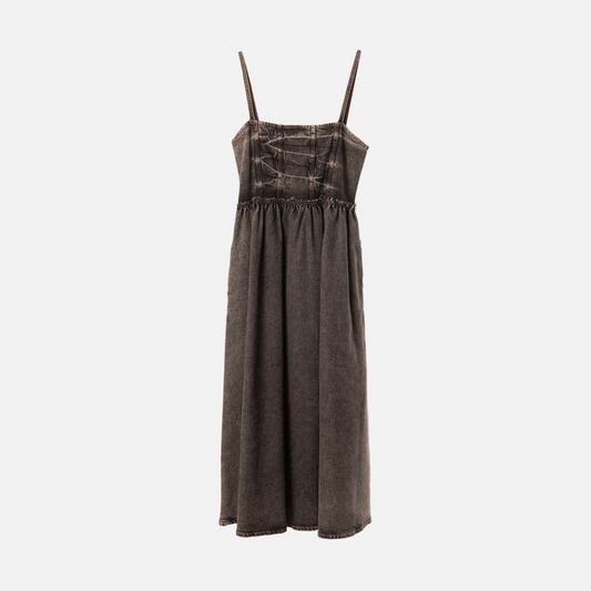 Ganni Black Denim Midi Dress