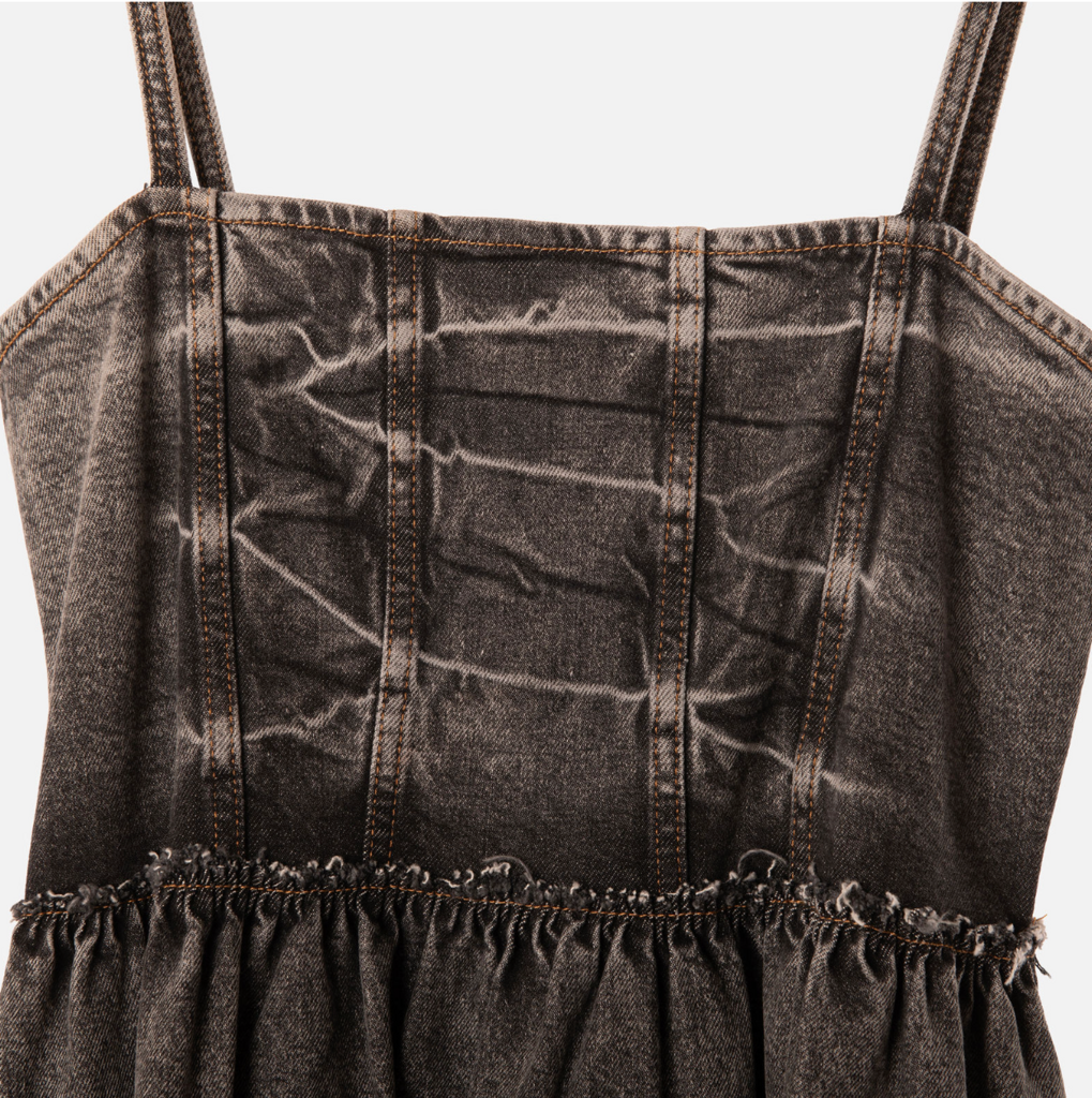 Ganni Black Denim Midi Dress