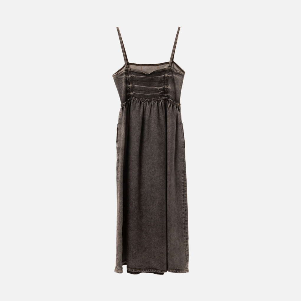 Ganni Black Denim Midi Dress