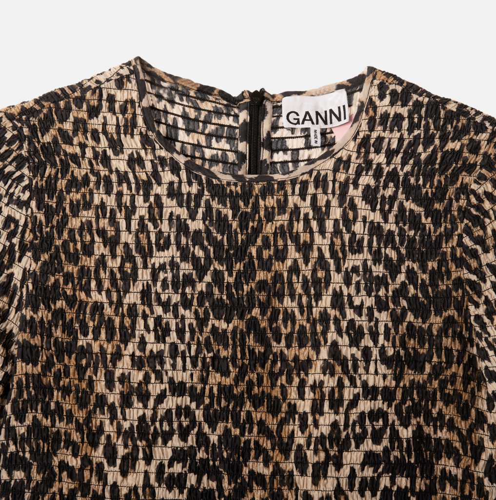 Ganni Leopard Print Cotton/Silk Dress