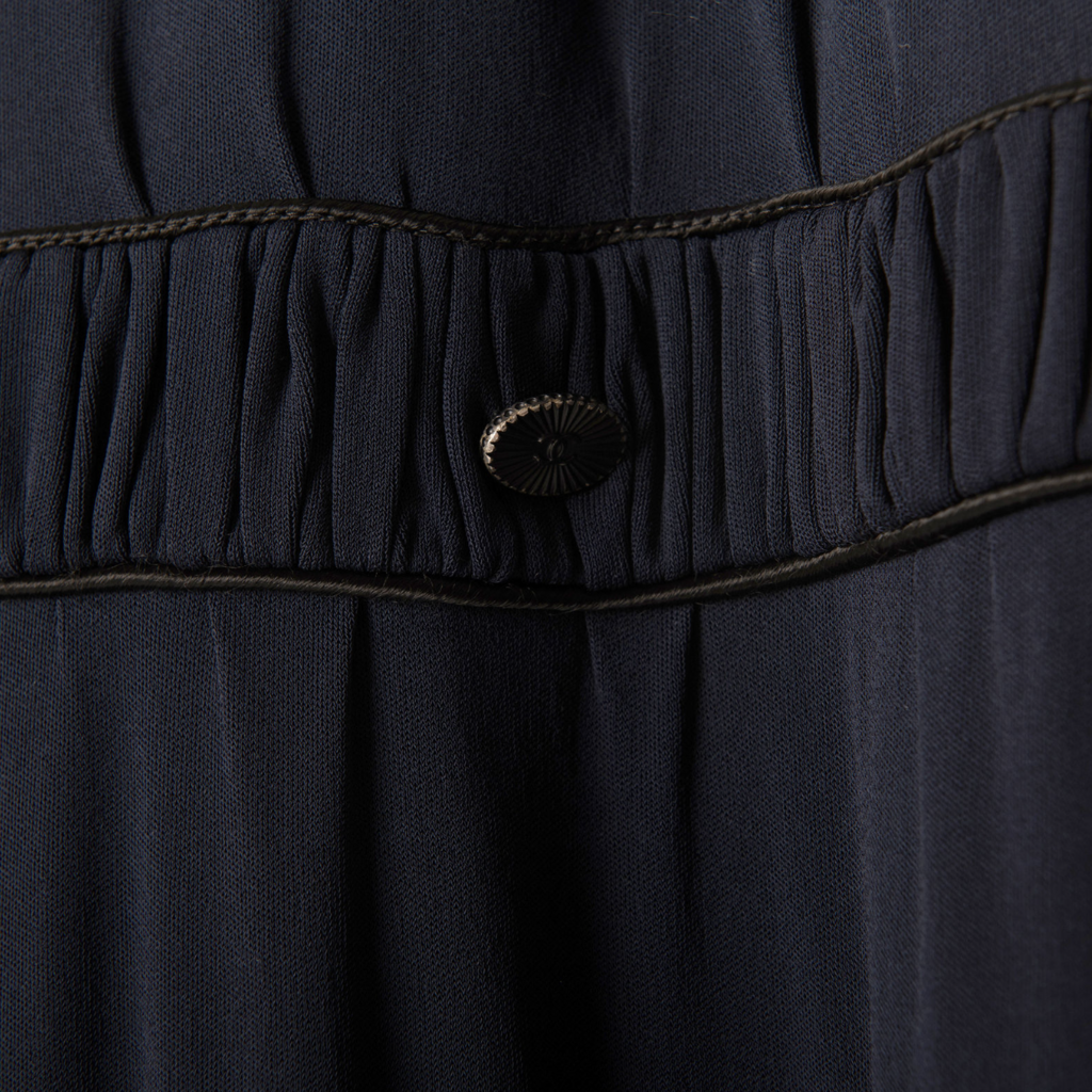 Chanel Navy Attached Scarf Sleeveless Midi Dress