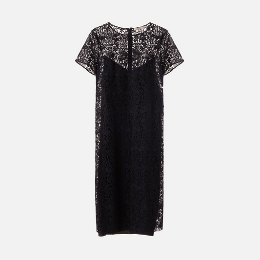Nina Ricci Navy Lace Sheath Dress