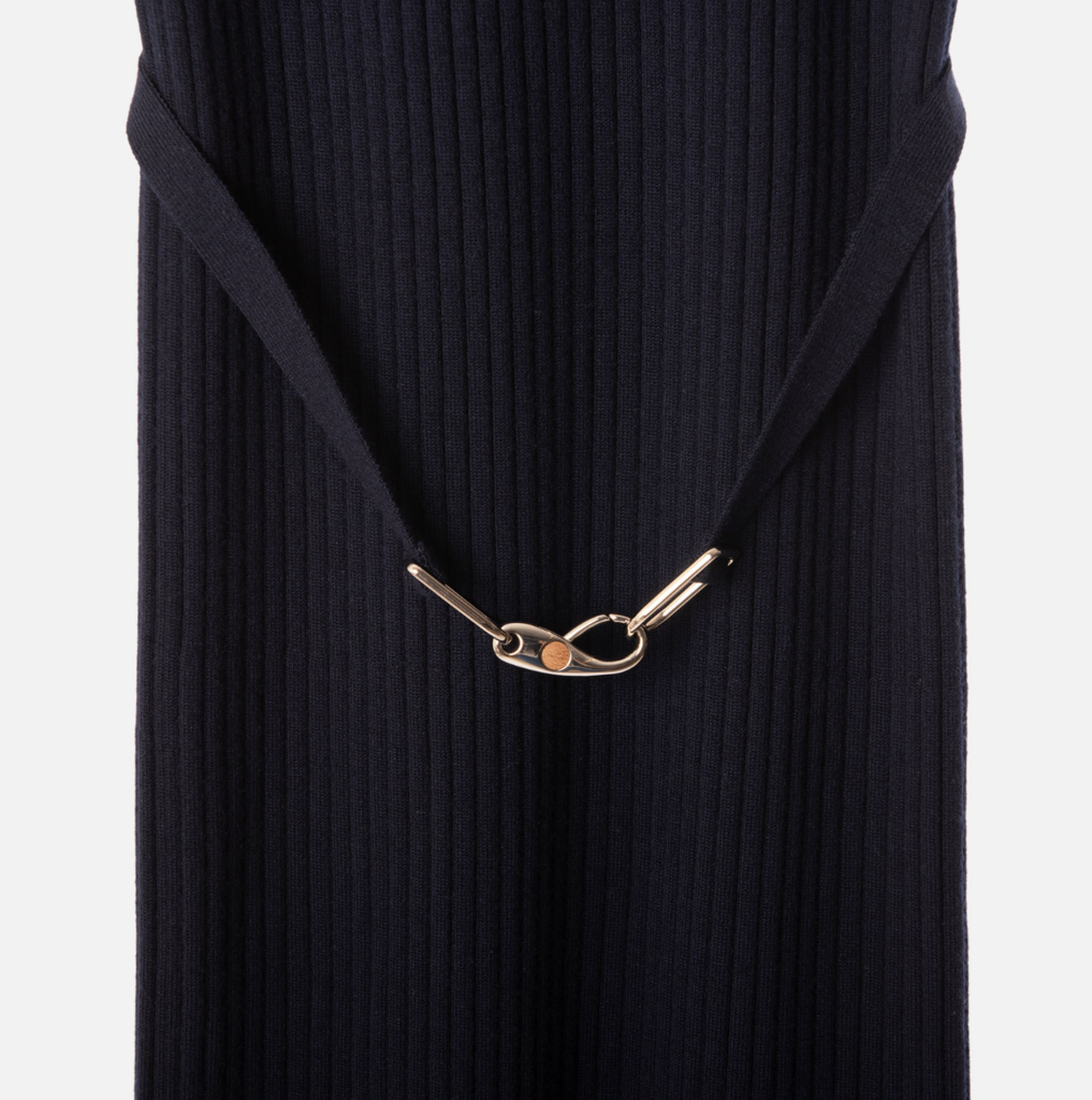 Gabriela Hearst Navy Wool Ribbed Maxi Dress