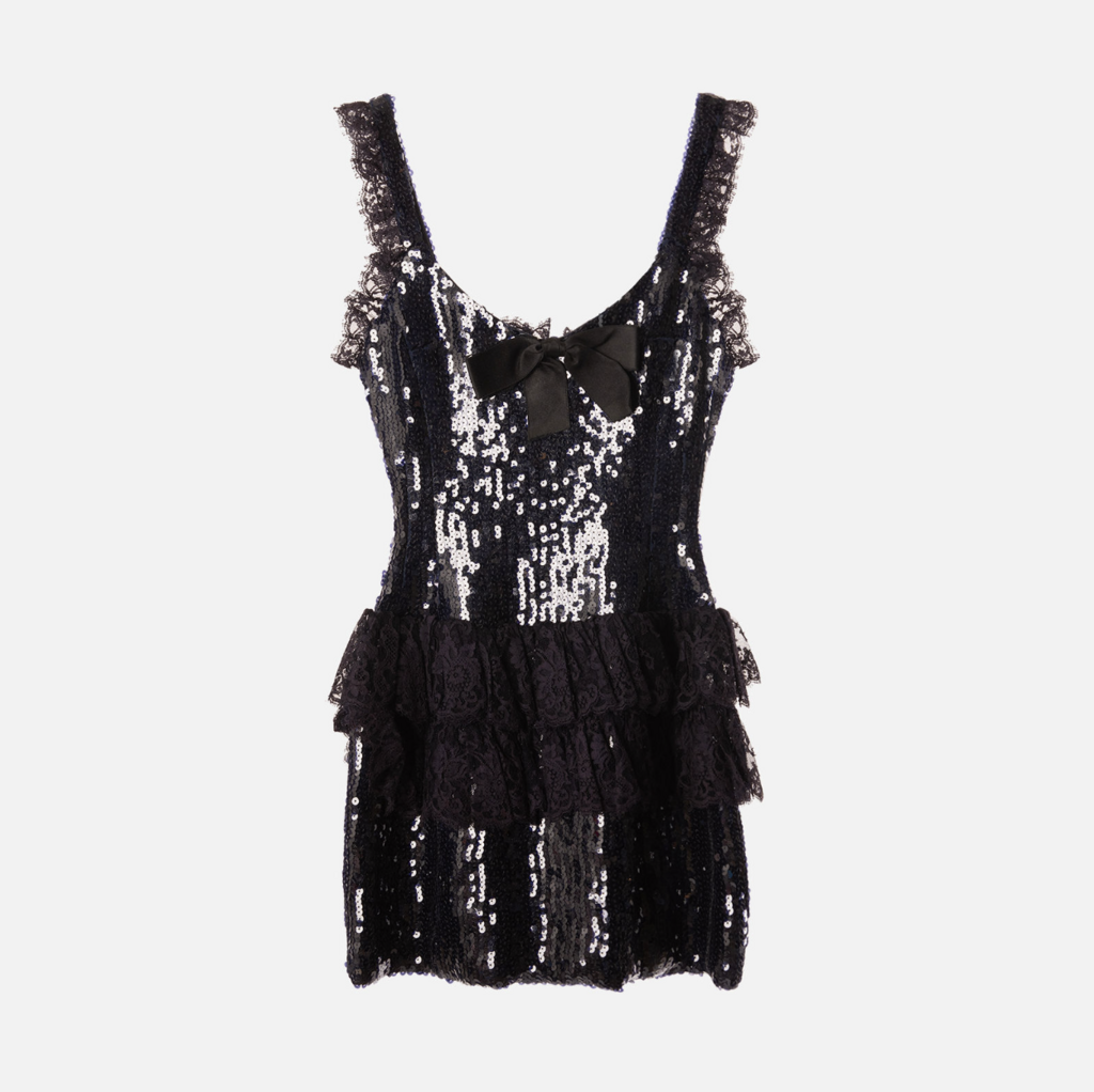 Chanel Dark Purple Sequin Lace Vintage Mini Dress
