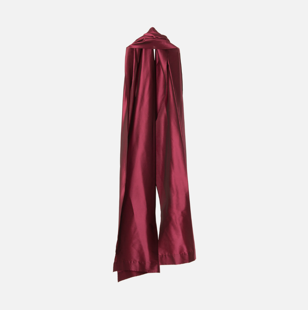 Talbot Runhof Red Silk Blend Ruched Midi Dress + Scarf