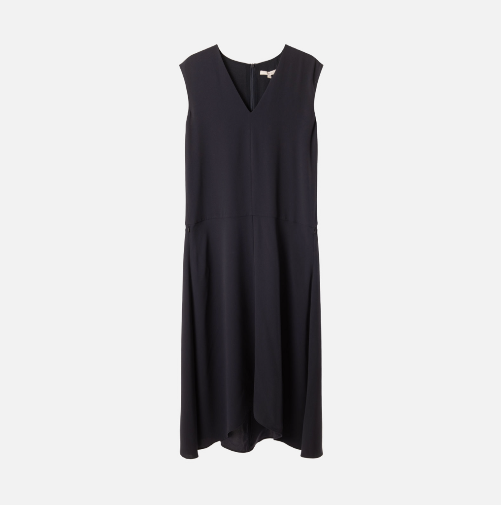 Tibi Navy Triacetate V-Neck Dress
