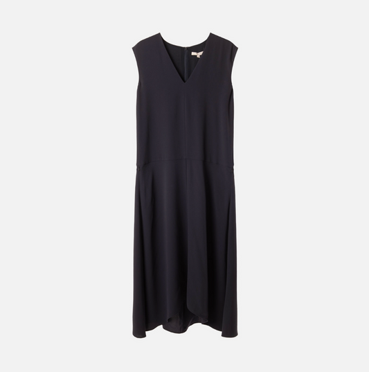 Tibi Navy Triacetate V-Neck Dress