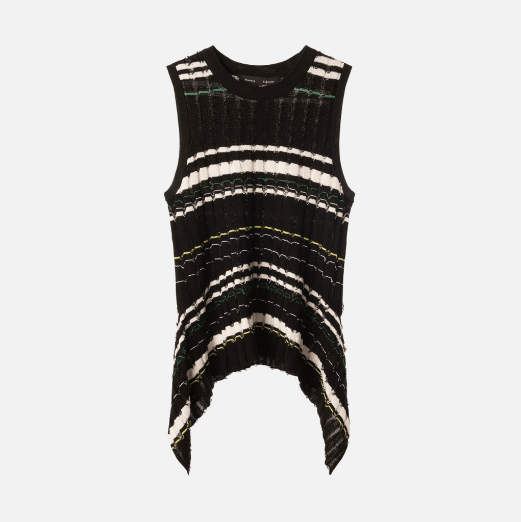 Proenza Schoulder Black Stripe Cotton/Viscose Blend Tank