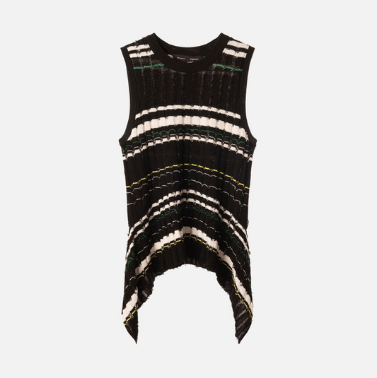 Proenza Schouler Black Stripe Cotton/Viscose Blend Tank