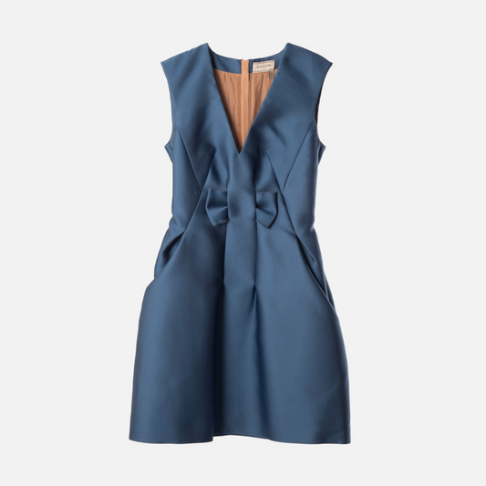 Lanvin Blue Poly Blend V-Neck Dress