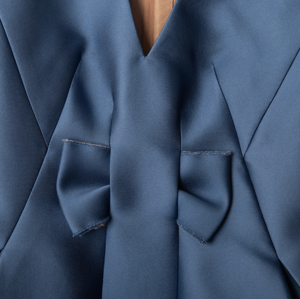 Lanvin Blue Poly Blend V-Neck Dress