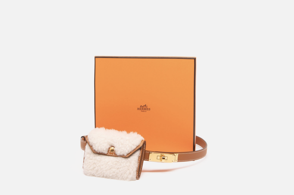 Hermes Gold Kelly Plus Belt with Shearling