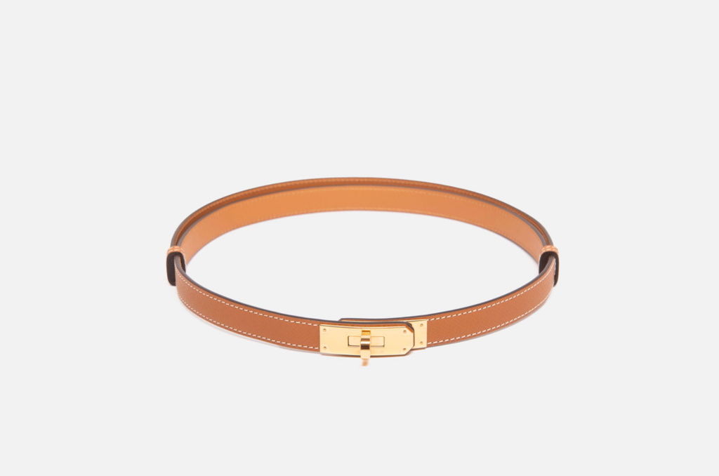 Hermes Gold Kelly Plus Belt with Shearling