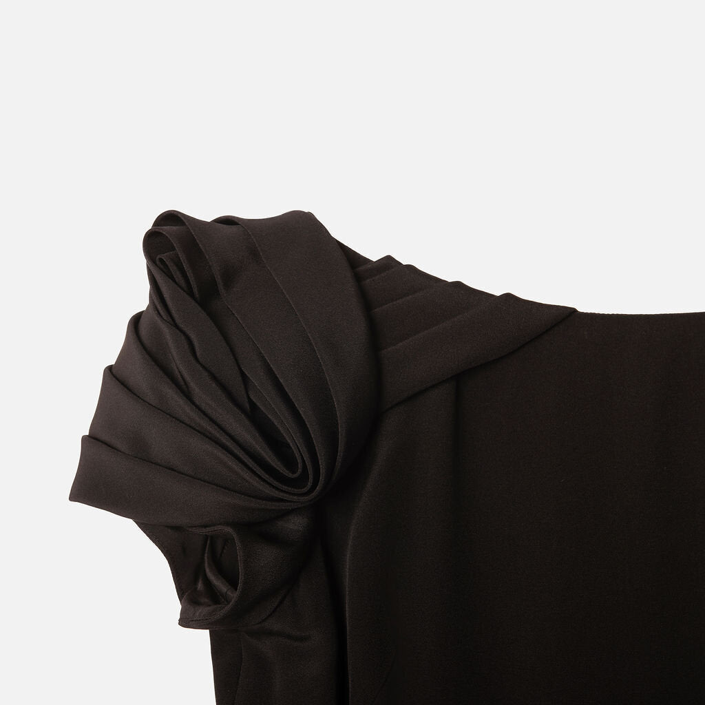 Marchesa Black Silk Drape-Back Mini Dress