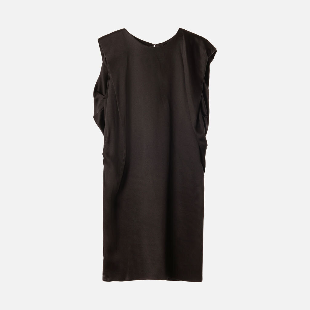 Doo-Ri Black Silk Ruched Mini Dress