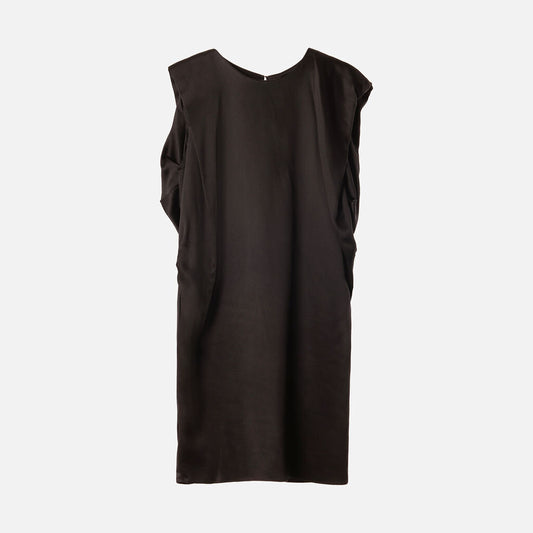 Doo-Ri Black Silk Ruched Mini Dress