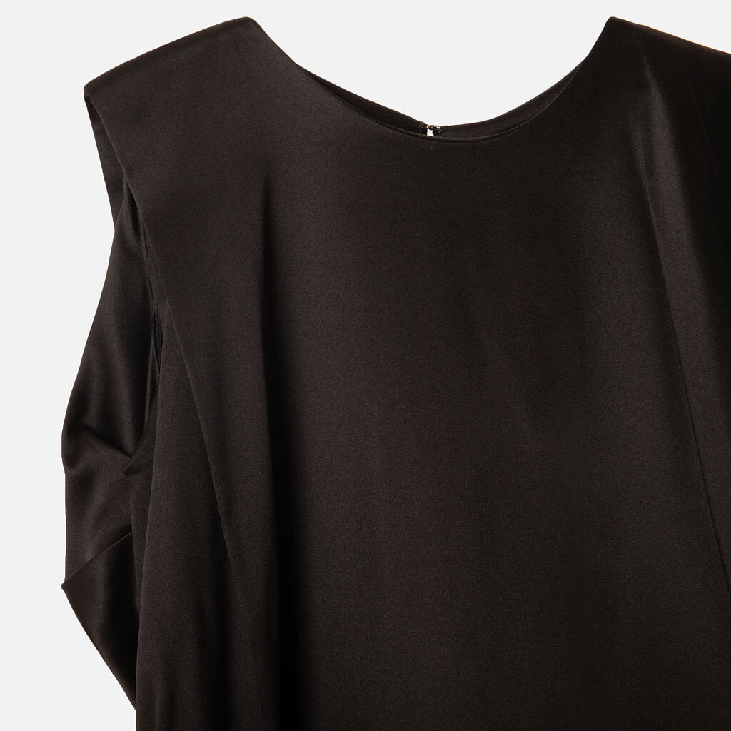Doo-Ri Black Silk Ruched Mini Dress